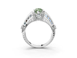 White gold Vintage Milgrain Fancy Green Marquise Cut Diamond Split Shank Ring with Prong Setting_3