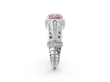 White gold Vintage Milgrain Fancy Pink Cushion Cut Diamond Split Shank Ring with Prong Setting_2