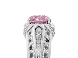 White gold Vintage Milgrain Fancy Pink Cushion Cut Diamond Split Shank Ring with Prong Setting_5