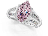 White gold Vintage Milgrain Fancy Pink Marquise Cut Diamond Split Shank Ring with Prong Setting_1