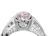 White gold Vintage Milgrain Fancy Pink Marquise Cut Diamond Split Shank Ring with Prong Setting_4