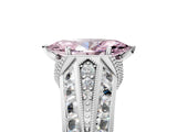 White gold Vintage Milgrain Fancy Pink Marquise Cut Diamond Split Shank Ring with Prong Setting_5