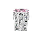 White gold Vintage Milgrain Fancy Pink Oval Cut Diamond Split Shank Ring with Prong Setting_5