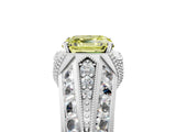 White gold Vintage Milgrain Fancy Yellow Asscher Cut Diamond Split Shank Ring with Prong Setting_5