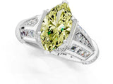 White gold Vintage Milgrain Fancy Yellow Marquise Cut Diamond Split Shank Ring with Prong Setting_1