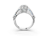 White gold Vintage Milgrain Round Diamond Split Shank Ring with Prong Setting_14