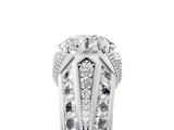 White gold Vintage Milgrain Round Diamond Split Shank Ring with Prong Setting_16