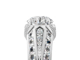White gold Vintage Milgrain Round Diamond Split Shank Ring with Prong Setting_28