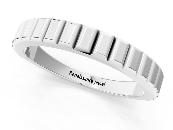 Silver Silver Ribbed Eternity Band