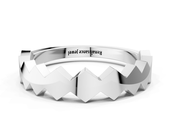 Platinum Zigzag Chevron Band with No Stone