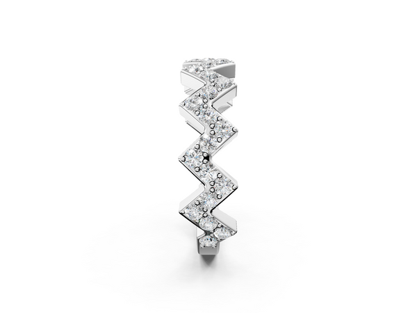Platinum Zigzag Diamond Pave Round Eternity Band with Prong Setting