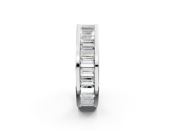 White gold baguette cut diamond eternity band with channel set
