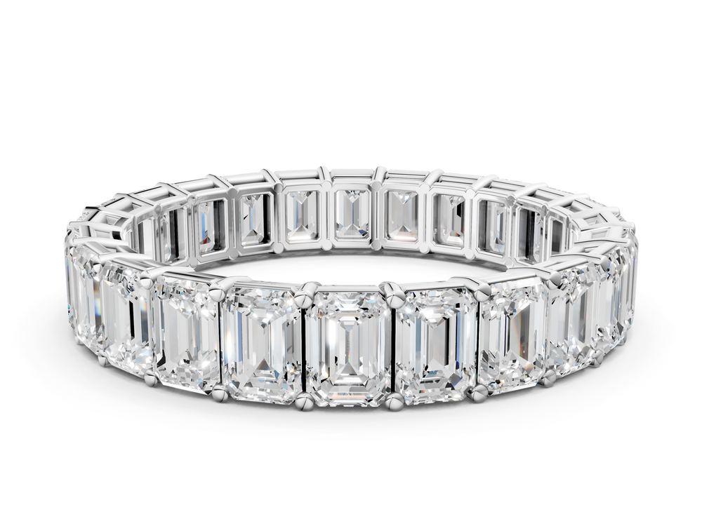 Emerald-Cut Three Stone Ring in 18K White Gold