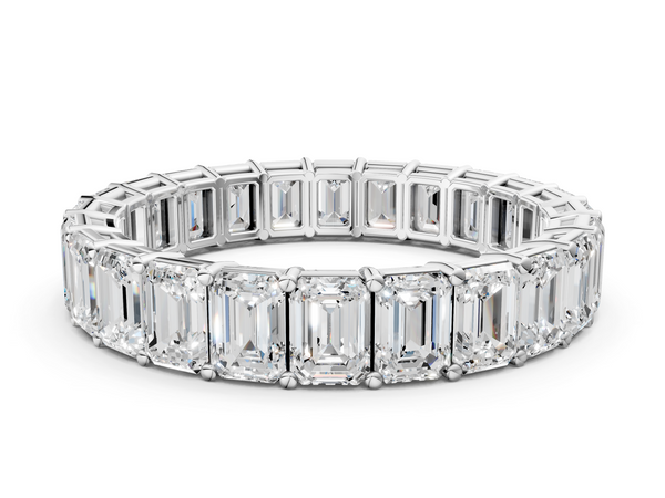 14K White Gold Emerald Cut Diamond Eternity Band with Shared Prong Setting