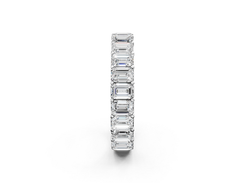 Platinum Emerald Cut Diamond Eternity Band with Shared Prong Setting