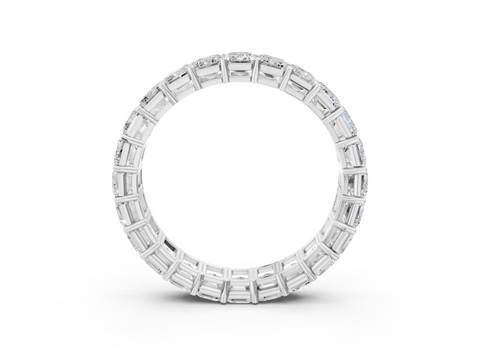 Platinum Emerald Cut Diamond Eternity Band with Shared Prong Setting