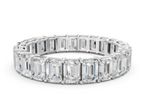 Silver Emerald Cut Diamond Eternity Band with Shared Prong Setting