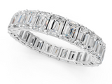 Silver Emerald Cut Diamond Eternity Band with Shared Prong Setting