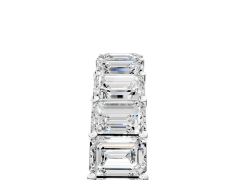 Silver Emerald Cut Diamond Eternity Band with Shared Prong Setting