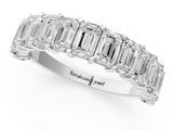 White gold emerald cut diamond half eternity band with shared prong setting_18