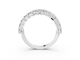 White gold emerald cut diamond half eternity band with shared prong setting_20