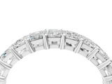 White gold emerald cut diamond half eternity band with shared prong setting_21