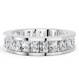 White gold radiant cut diamond eternity band with channel set