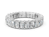 Silver radiant eternity band with shared prong setting