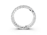 Silver radiant eternity band with shared prong setting
