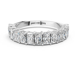 14K White Gold radiant  half eternity band with shared prong setting
