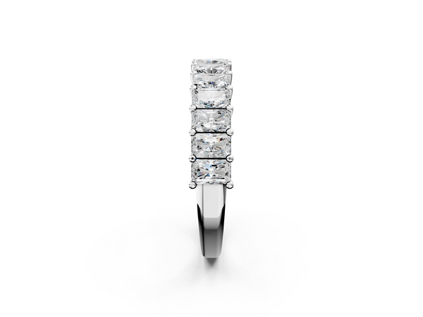 14K White Gold radiant  half eternity band with shared prong setting