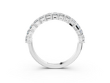 White gold radiant cut diamond half eternity band with shared prong setting_20