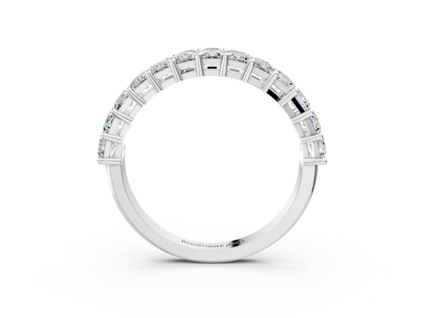 14K White Gold radiant  half eternity band with shared prong setting