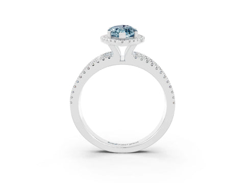 White gold {shape_name} Aquamarine Halo Engagement Ring with Split Shank and Four-Prong Setting_15