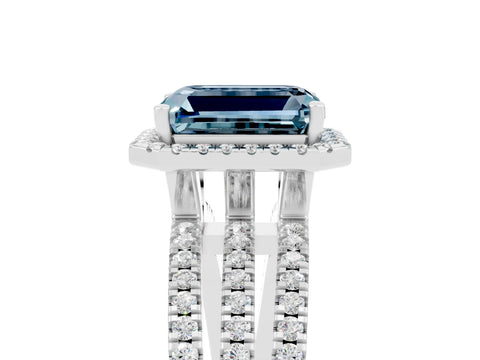 White gold {shape_name} Aquamarine Halo Engagement Ring with Split Shank and Four-Prong Setting_5