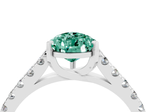 White gold {shape_name} Green Sapphire Solitaire Ring with Pavé Band and Four-Prong Setting_16