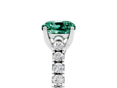 White gold {shape_name} Green Sapphire Solitaire Ring with Pavé Band and Four-Prong Setting_5