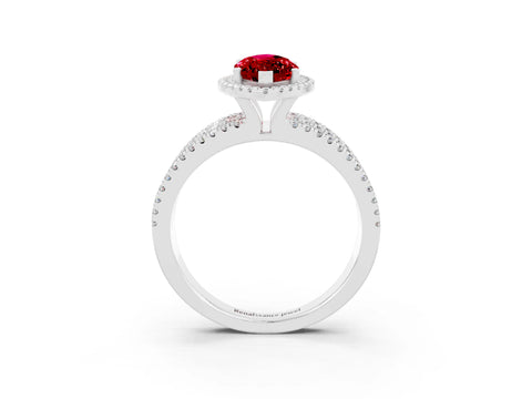 White gold {shape_name} Ruby Halo Engagement Ring with Split Shank and Four-Prong Setting_15
