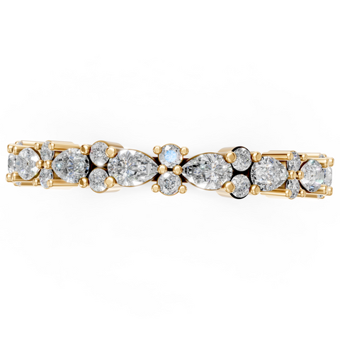 Yellow Gold Pear & Round Diamond Wedding Band 1