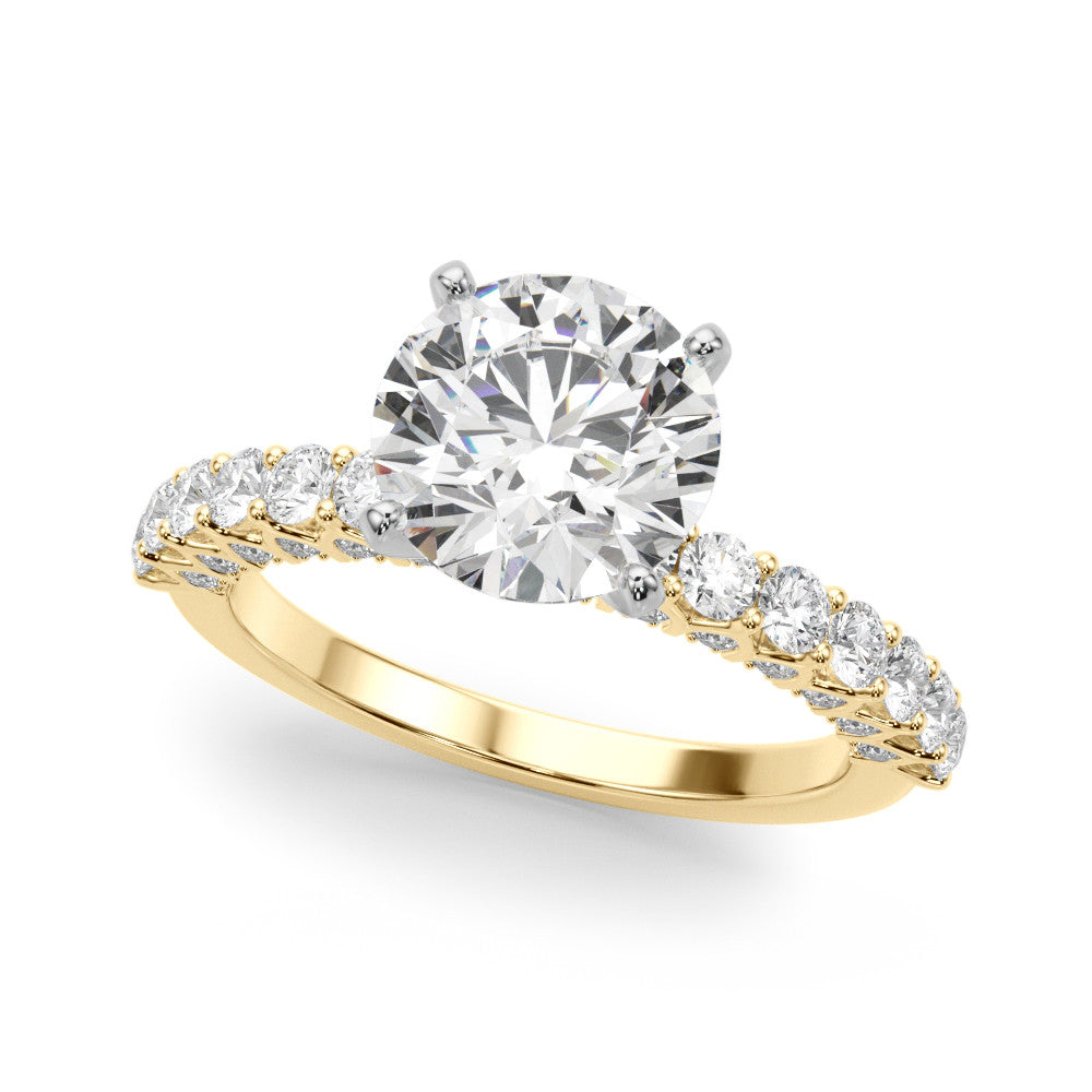Yellow Radiant Brilliant Solitaire with Pavé Band and Four-Prong Setting 1
