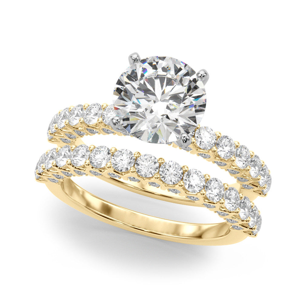 Yellow Radiant Brilliant Solitaire with Pavé Band and Four-Prong Setting 2