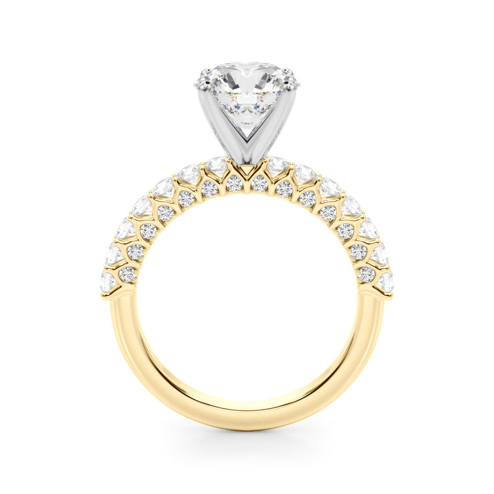 Yellow Radiant Brilliant Solitaire with Pavé Band and Four-Prong Setting