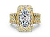 Yellow gold 0.5 Carat Marquise Cut Halo  Ring with Split Shank and Four-Prong Setting