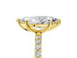 Yellow gold 0.5 Carat Marquise Cut  Solitaire Ring with Pave Band and Four Prong Setting_17