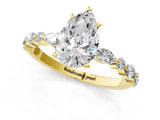 Yellow gold 0.5 Carat Pear Cut  Solitaire with Side Stones on a Pavé Band and Four-Prong Setting_13