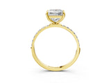 Yellow gold 0.5 Carat Princess Cut  Solitaire Ring with Pave Band and Four Prong Setting_15