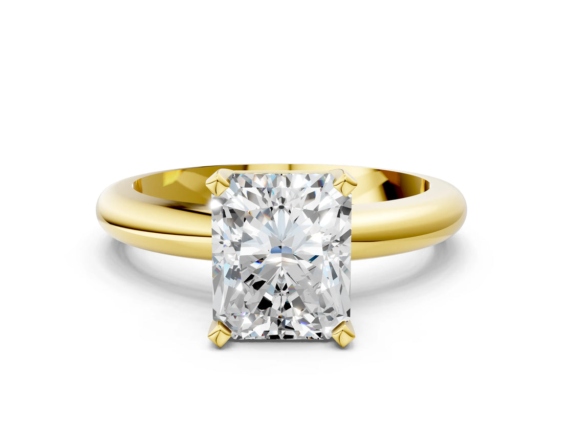 Yellow gold 0.5 Carat Radiant Cut  Solitaire Engagement Ring with Round Band and Four-Prong Setting_120