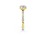Yellow gold 0.5 Carat Round Cut  Solitaire Ring with Pave Band and Four Prong Setting_26