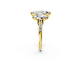 Yellow gold 0.5 Carat Three-Stone Marquise Cut  Ring with Pavé Band and Prong Setting_2
