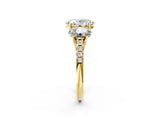 Yellow gold 0.5 Carat Three-Stone Oval Cut  Ring with Pavé Band and Prong Setting_2